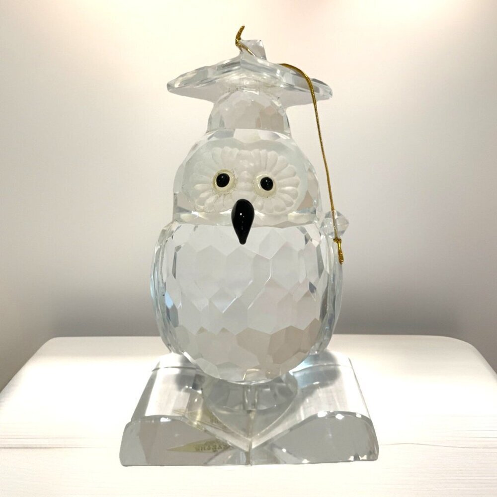 Shannon Crystal Graduation Owl Figurine with Mortar Board Sitting on a Book 5.5"